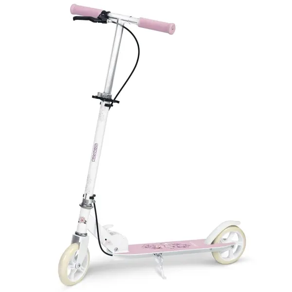 Trotineta pentru copii Ricokids Kodi Ballerina pliabila, inaltime ghidon reglabila, platforma antiderapanta, roti din PU rezistente, rulmenti ABEC-7, 2 frane de mana si picior, manere ergonomice pliabile si cric