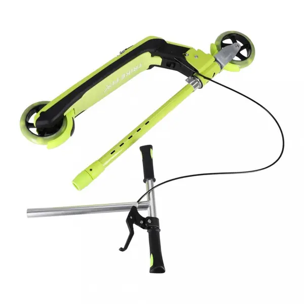 Trotineta pentru copii Trike Fix Green, cu ghidon ajustabil, roti luminoase LED, frana de mana si de picior, capacitate maxima 100 kg