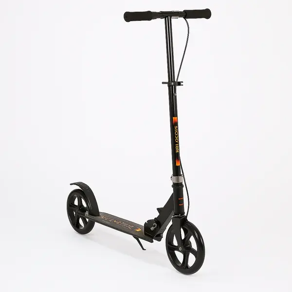 Trotineta pliabila pentru copii 10-16 ani, reglabila pe 3 inalțimi, roti mari din plastic și metal, 86x35x93/98/103 cm, Negru