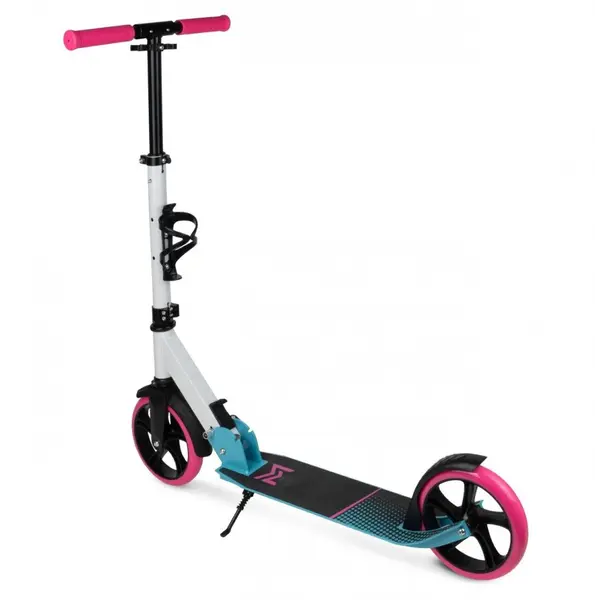 Trotineta pliabila pentru copii Malplay Pink, cadru din aluminiu, curea de transport si suport pentru bidon incluse