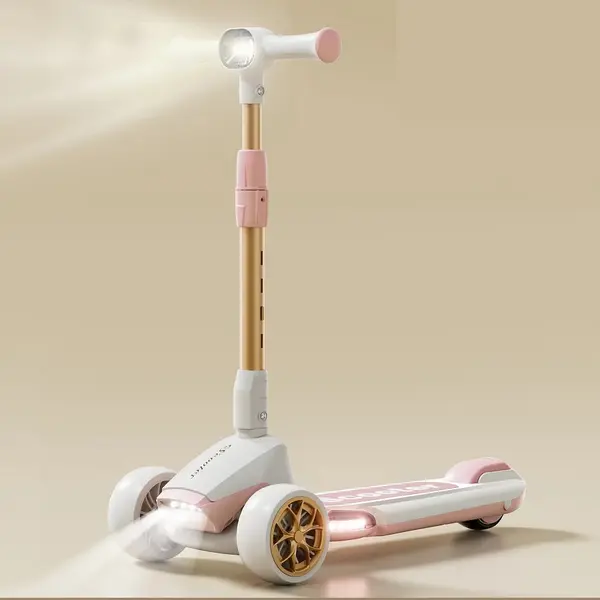 Trotineta pliabila pentru copii Nichiduta Bella Rosa pink, cu muzica integrata si 2 proiectoare LED, ghidon ajustabil