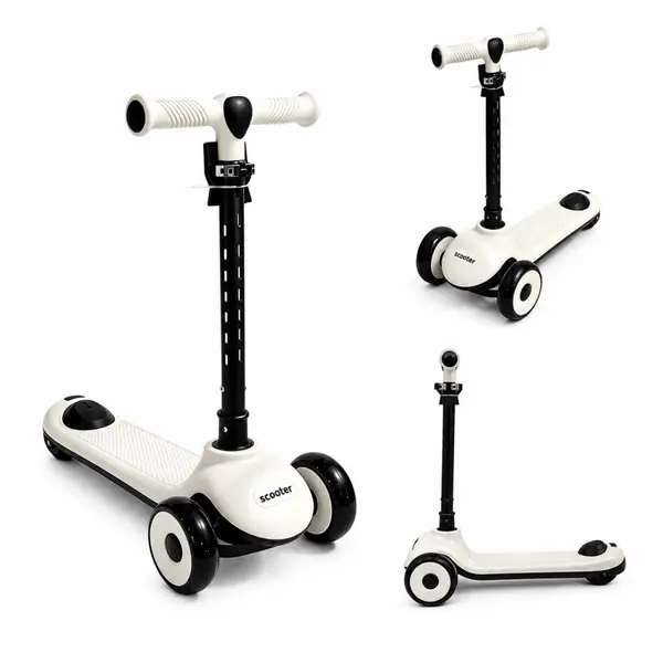 Trotineta pliabila pentru copii Nichiduta Rainbow Rider Black, cu functii muzicale si lumini LED, ghidon reglabil, manere ergonomice, frana pe roata din spate, dimensiune 60 x 84 cm