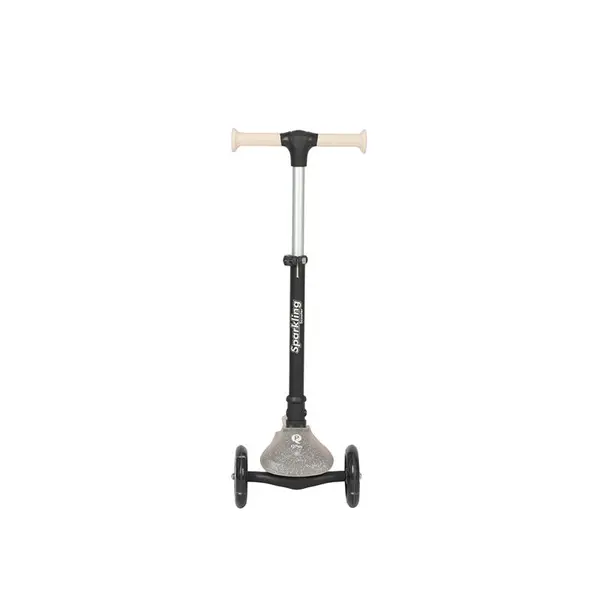 Trotineta pliabila pentru copii Qplay Sparkling Roz, roti luminoase cu led, platforma antiderapanta, ghidon cu inaltime reglabila, greutate admisa 50 kg