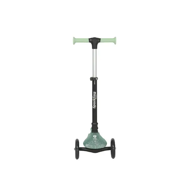 Trotineta pliabila pentru copii Qplay Sparkling Verde, roti luminoase cu led, platforma antiderapanta, ghidon cu inaltime reglabila, greutate admisa 50 kg