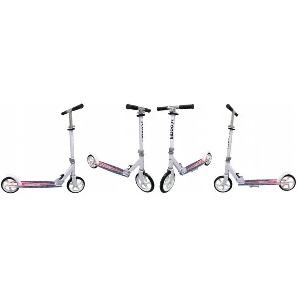 Trotineta R-Sport H4 alba pliabila, cu 2 roti din cauciuc, ghidon reglabil, greutate admisa 100 kg