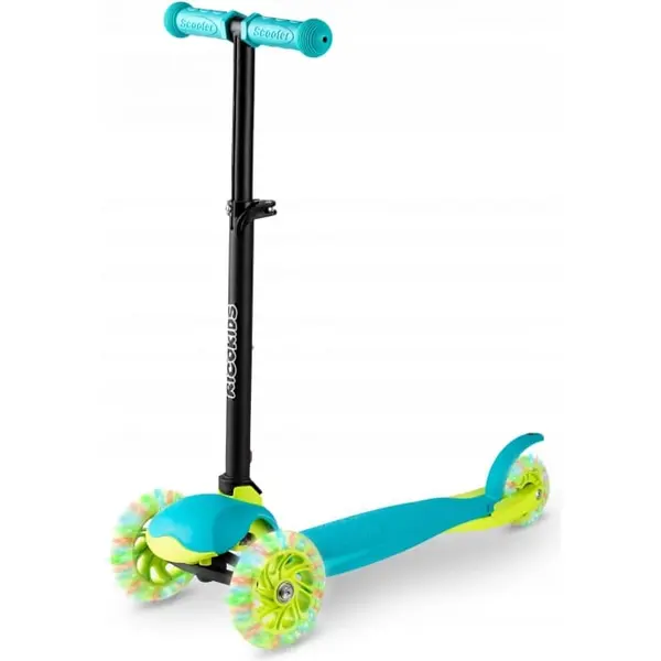 Trotineta Ricokids Loco, ghidon reglabil, roti LED, turcoaz KID604059, la doar 156,00 lei