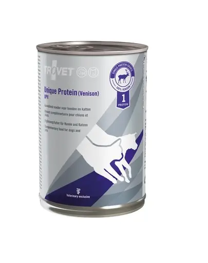 TROVET Unique Protein Venison UPV cu vanat 400 g hrana monoproteica pentru caini si pisici