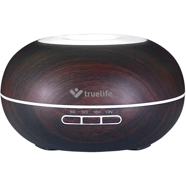 TRUELIFE TrueLife TLAIRDD5D Odorizant cu ultrasunete intunecat, 300 ml, 14 lumini de fundal, 10 ore de functionare, Model lemn Inchis