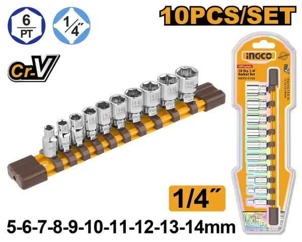 Trusa Chei Tubulare Scurte 1/4 10 Buc INGCO HKTS14103