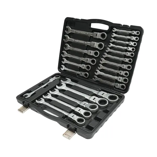 Trusa de scule profesionala set 22 chei combinate cu clichet articulat CrV 6-32 mm
