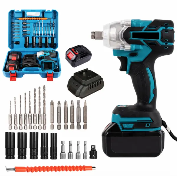 Trusa Pistol de impact electric cu 2 acumulatori si accesorii incluse
