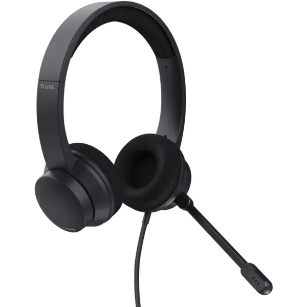 Trust Casti PC Trust Ayda, microfon, noise-cancelling, selector volum, USB-A, USB-C, cablu 1,8 m, Negru