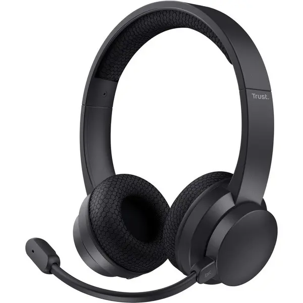Trust Casti Trust On-Ear, Trust Ayda, Wireless, Bluetooth, ENC Mic, Stereo, autonomie 24h, Negru