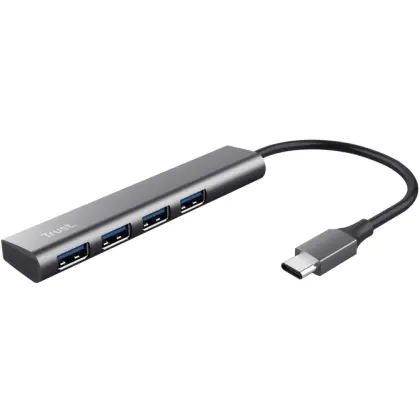 Trust Hub USB Trust Ozo USB-C la 4x USB-A 3.2 Gen1, 4 porturi USB-A, USB 3.2 Gen 1, Gri