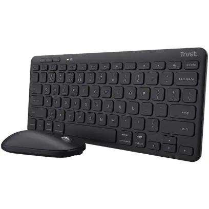 Trust Kit tastatura si mouse Trust LYRA, Wireless 2.4 GHz, Negru, Aspect SUA, 24843