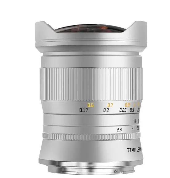 TTArtisan 11mm F2.8 Obiectiv Fisheye, Montura L, Argintiu, Diafragma F2.8-F16, Unghi de Vedere 180°, Focalizare Manuala