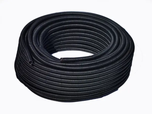 Tub gofrat negru 750N, HF, stabilizat UV, cu fir 50 ml D50