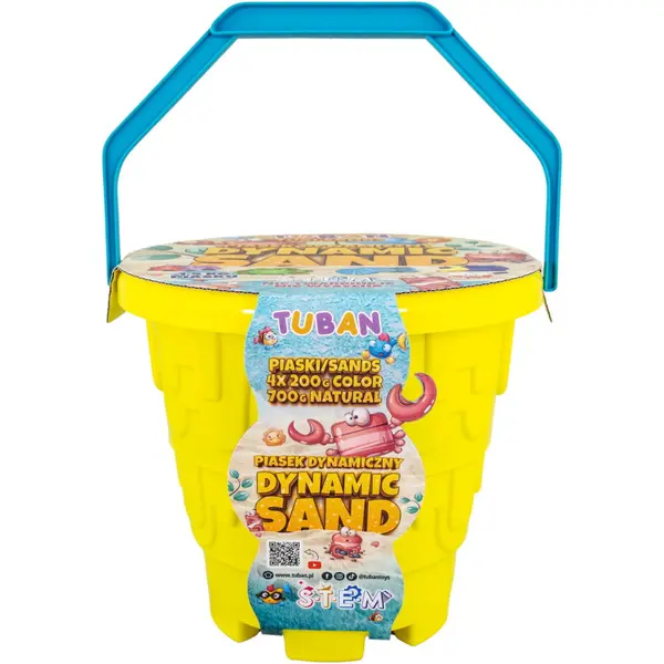 Tuban Nisip kinetic Tuban TU3551, Multicolor, 4 matrite, in galeata, pentru copii 3+ ani