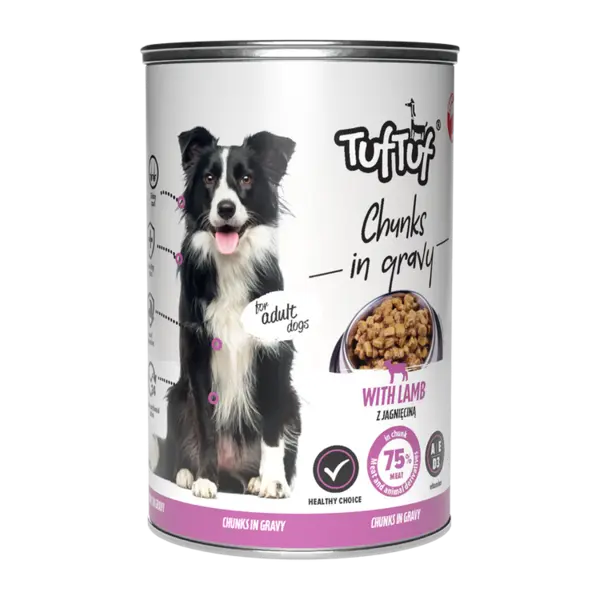 TUF TUF Câine - Hrană Umedă Bucăți cu Miel în Sos 1250g
