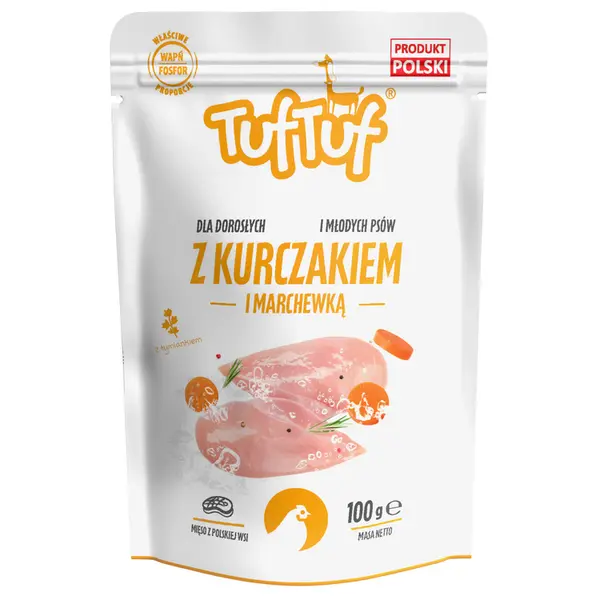 TUF TUF Câine - Plic Hrană Umedă cu Pui și Morcovi 300g