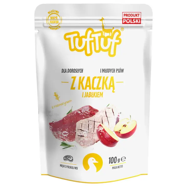 TUF TUF Câine - Plic Hrană Umedă cu Rață și Mere 300g