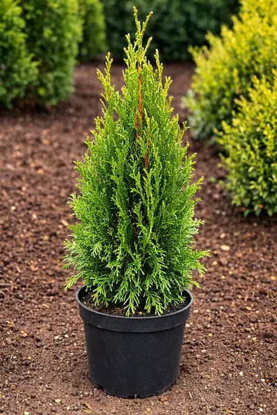 Tuia Smaragd (Thuja Occidentalis) - Conifer Gard Viu Verde Intens, Ghiveci Co2, 45-60 cm