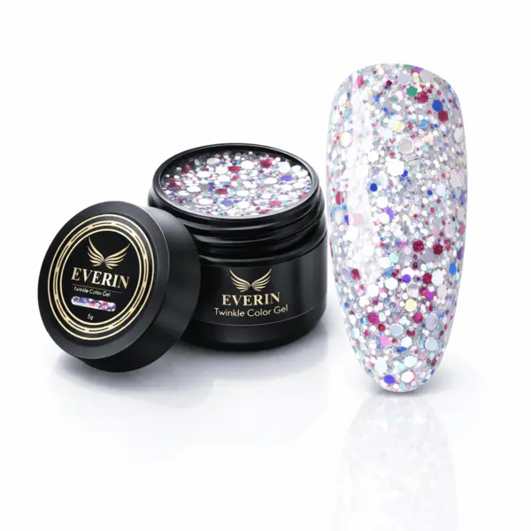 Twinkle Color Gel EVERIN 5ml – 16 | Gel Color Transparent cu Sclipici Multicolor pentru Manichiură Profesională