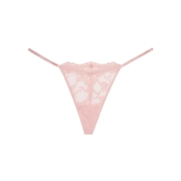 Twinkle strap lace v-string panty - chalk rose M
