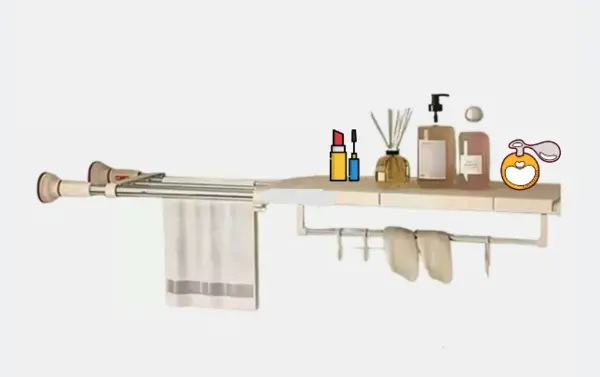 UB Separator telescopic extensibil pentru rafturi de dulap, reglabil 70-120 cm, cu ventuza, pentru compartimentarea dulapului