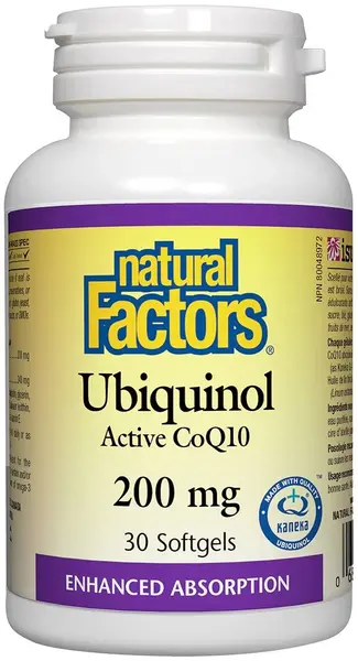 Ubiquinol Active CoQ10, 200 mg, 30 capsule gelatinoase moi, Natural Factors
