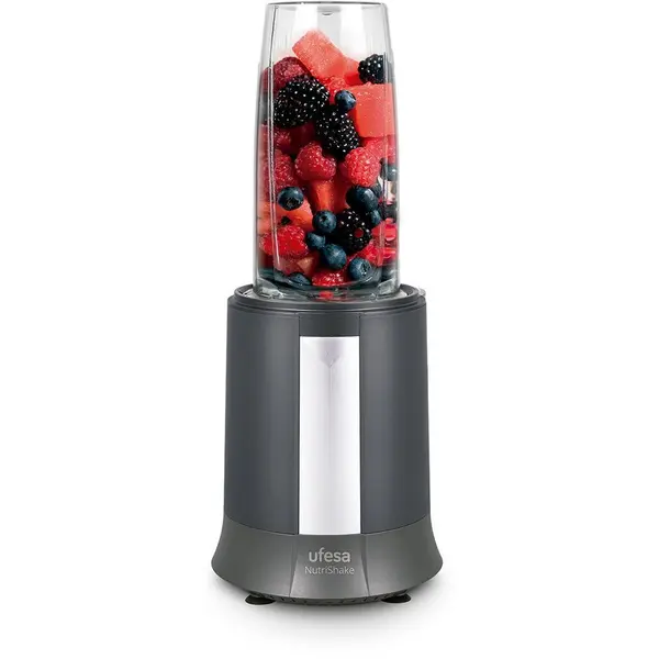 Ufesa Blender Ufesa Nutrishake 70206142, 1200W, 2 Recipiente Sport, Lame Inox, Negru-Argintiu