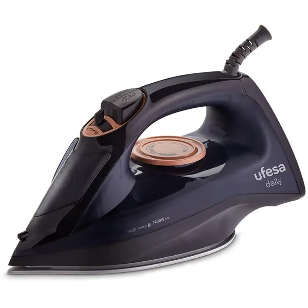 Ufesa Fier de calcat cu aburi, Ufesa Daily PV1100C, 2400 W, talpa ceramica, Albastru inchis