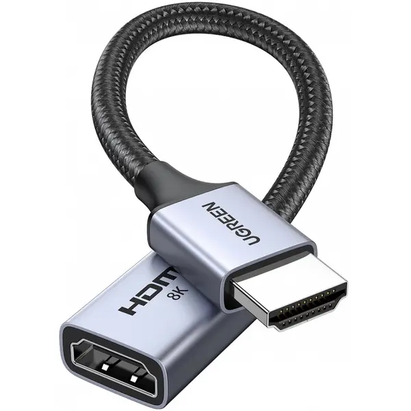Ugreen Adaptor Video UGREEN HD165, HDMI - HDMI, Rezolutie maxima 8K la 60Hz, Suport 3D si HDR, Gri