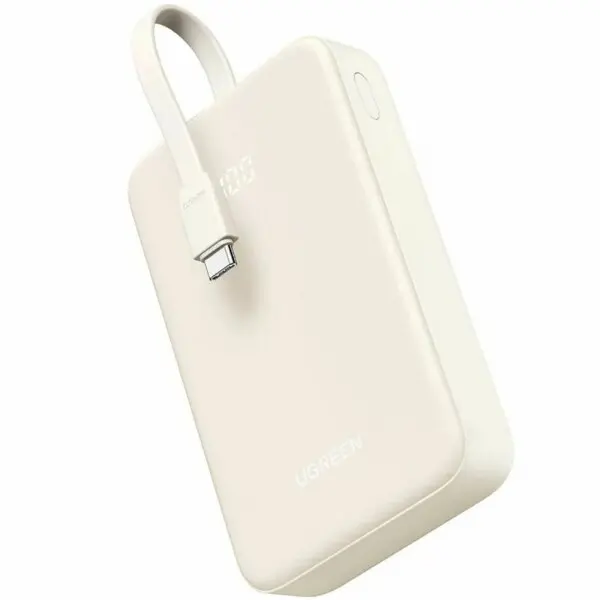 Ugreen Baterie Externa UGREEN PB505, 20000mAh, 22.5W, QC + PD, 1 x USB-A - 2 x USB-C, cablu USB-C incorporat, Bej