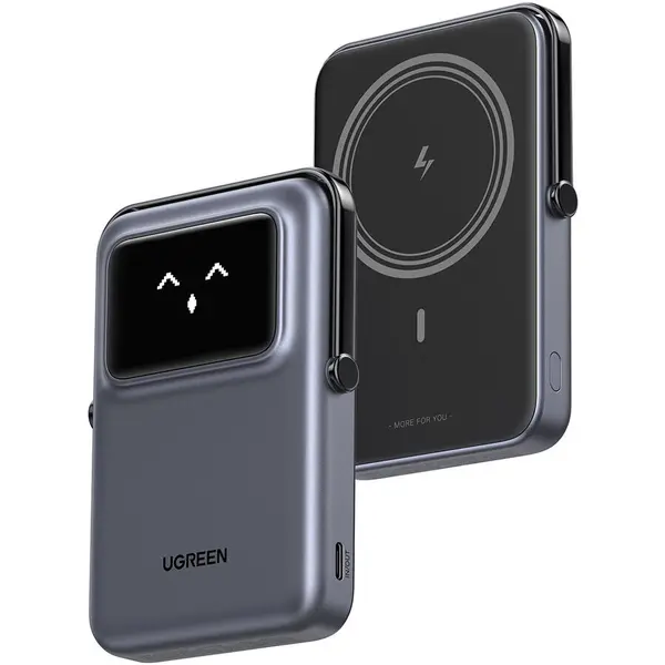 Ugreen Baterie externa UGREEN Uno 10000mAh, 20W, Digital Display, 5V/3A, Gri, Negru