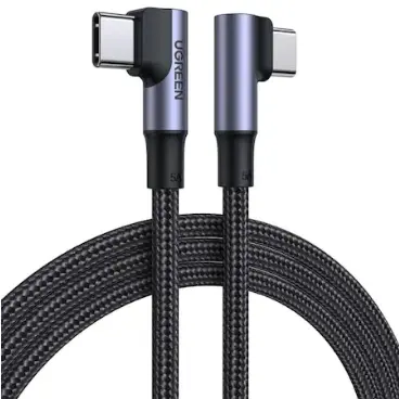 Ugreen CABLU alimentare si date Ugreen, US335, Fast Charging pt. smartphone, USB Type-C la USB Type-C 100W/5A Complete Angled 90°, braided, 1m, negru