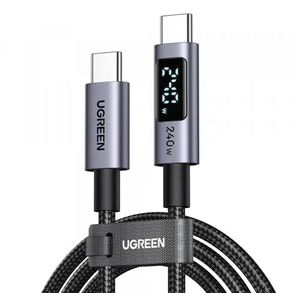 Ugreen Cablu Date si Incarcare USB-C - USB-C UGREEN 65866 Display, 240W, 1m, Gri