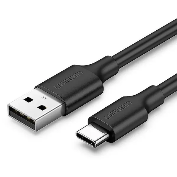 Ugreen Cablu pentru incarcare si transfer de date UGREEN US287 Nickel, USB la USB-C, 2A, 2m, Negru