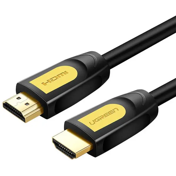 Ugreen CABLU video Ugreen, HD101 HDMI (T) la HDMI (T), rezolutie maxima 4K UHD (3840 x 2160) la 60 Hz, round cable, conectori auriti, 3m, galben + negru 10130