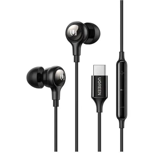 Ugreen CASTI Ugreen, EP103, intraauriculare - butoni, pt smartphone, microfon pe fir, conectare prin USB Type-C, lungime cablu 1.2m, negru
