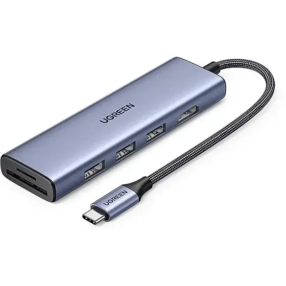 Ugreen Hub Ugreen 6-in-1 USB-C la HDMI, 3x USB-A, 3.0 SD/TF, Gri