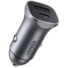 Ugreen Incarcator auto Ugreen CD130 QC, 1x USB-C, 1x USB, 3A, Gray