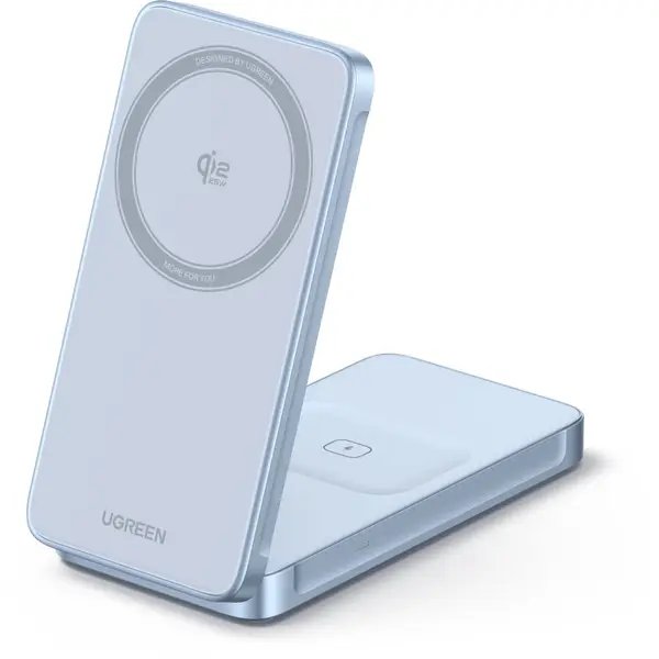 Ugreen Incarcator Wireless Ugreen MagFlow 2-in-1 Qi2.2, 25W, Albastru