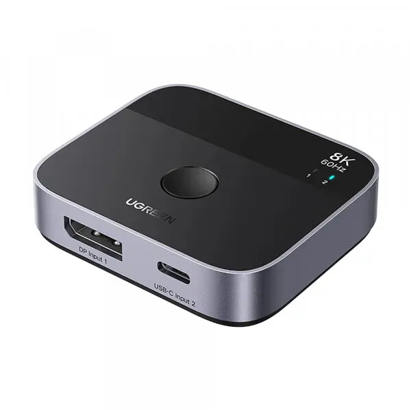 Ugreen Switch Video DisplayPort / USB-C UGREEN 65878, Rezolutie 8K la 60Hz / 4K la 240Hz, Negru