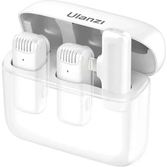 Ulanzi Set microfoane lavaliera wireless Ulanzi J12 pentru dispozitive Apple, White -3097
