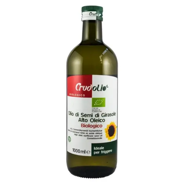 Ulei Bio din Seminte de Floarea Soarelui pentru Prajit, Crudolio, 1000 ml