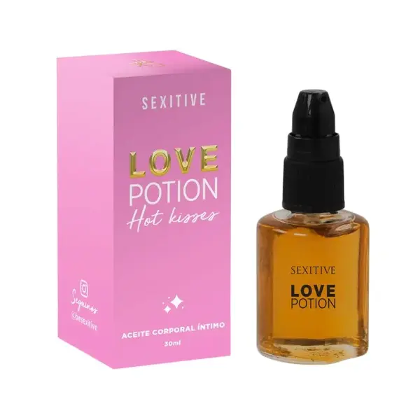 Ulei comestibil SEXITIVE Love Potion - Champagne, pentru masaj și sex oral, efect de încălzire, aromă de șampanie și zmeură, 30 ml (PTS)