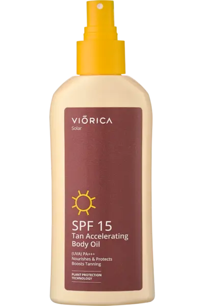 Ulei de corp pentru accelerarea bronzului SPF 15 Solar, 150ml, Viorica