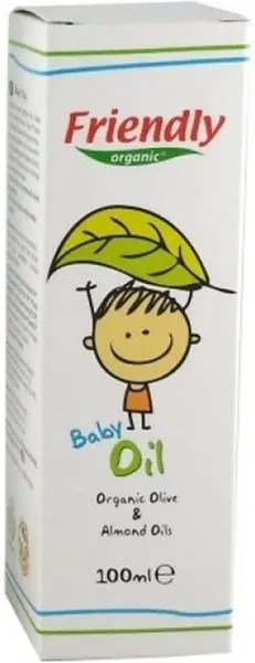 Ulei de corp pentru bebelusi Friendly Organic - cu ulei de zmeura si migdale organic, 100 ml