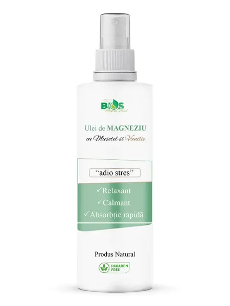 Ulei de Magneziu cu Musetel si Vanilie Adio Stres, 200 ml, Bios Mineral Plant